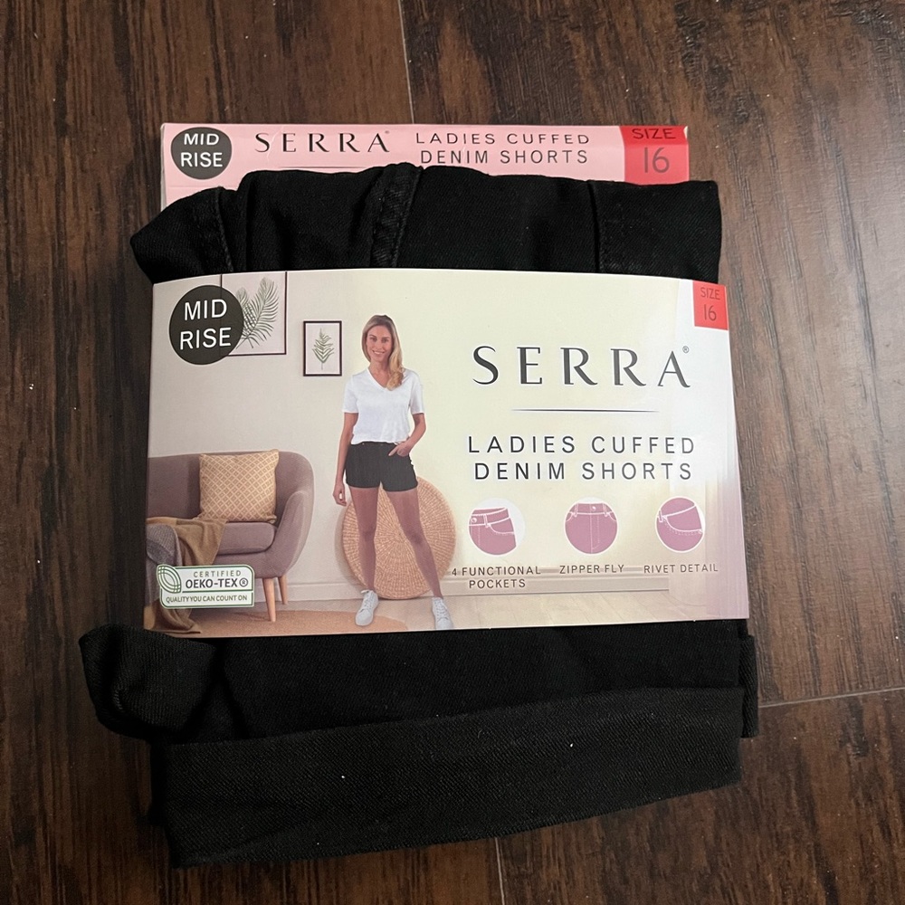Black Denim Shorts (Serra)